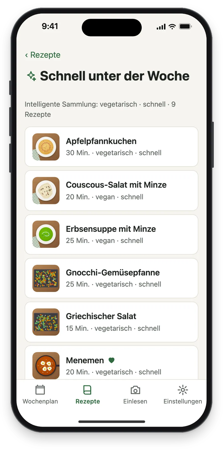 Die intelligente Sammlung Schnell unter der Woche