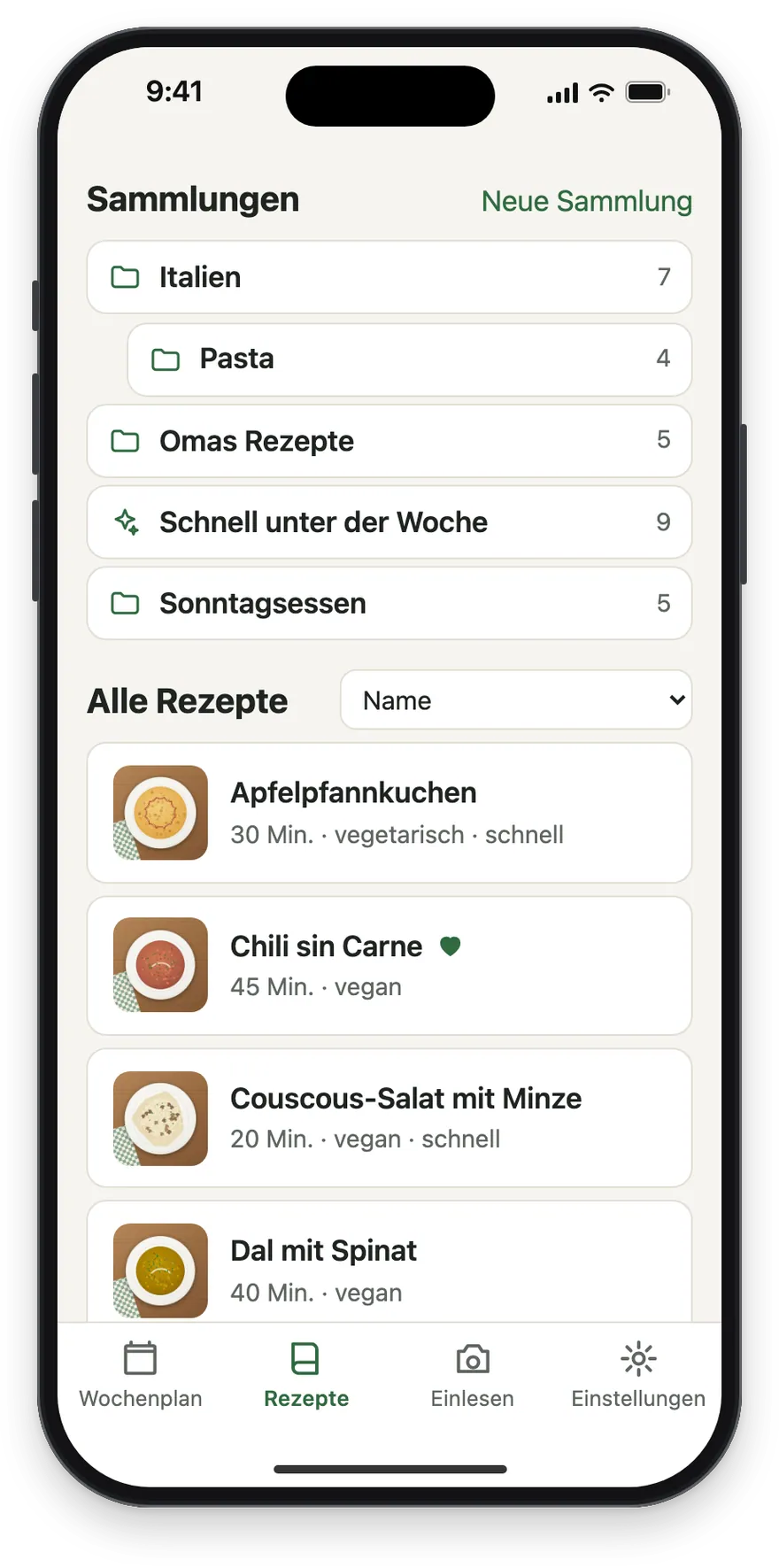 Die Sammlungen Italien, Pasta, Omas Rezepte, Schnell unter der Woche, Sonntagsessen
